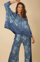 Alayah Oversized Scarf Top Blue - Halebob